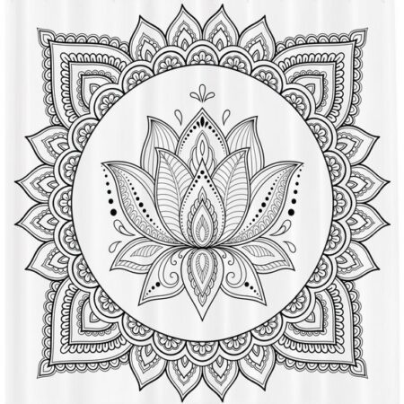 Abakuhaus Duschvorhang Moderner Digitaldruck mit 12 Haken auf Stoff Wasser Resistent Breite 175 cm, Höhe 180 cm, Mandala Folk Zier Tattoo-Kunst