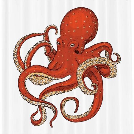 Abakuhaus Duschvorhang Moderner Digitaldruck mit 12 Haken auf Stoff Wasser Resistent Breite 175 cm, Höhe 180 cm, Nautical Tattoo Octopus Drawing