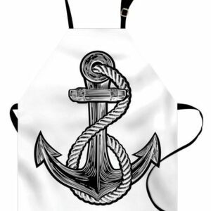 Abakuhaus Kochschürze Höhenverstellbar Klare Farben ohne verblassen, Nautical Tattoo monochrome Anchor