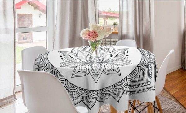 Abakuhaus Tischdecke Kreis Tischdecke Abdeckung für Esszimmer Küche Dekoration, Mandala Folk Zier Tattoo-Kunst