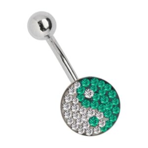 Adelia's Bauchnabelpiercing "Piercing Bauchnabelpiercing", 11 mm Multi-Strass-Platte mit Ying Yang