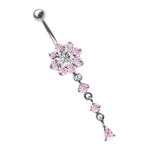 Adelia's Bauchnabelpiercing "Piercing Bauchnabelpiercing", Blume mit Hänger und Steinen