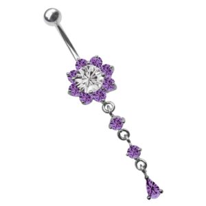 Adelia's Bauchnabelpiercing "Piercing Bauchnabelpiercing", Blume mit Hänger und Steinen