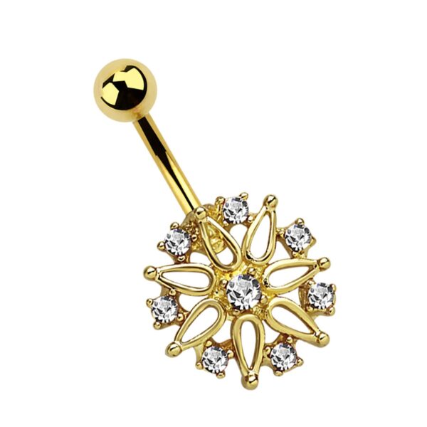 Adelia's Bauchnabelpiercing "Piercing Bauchnabelpiercing", Blume mit acht gefassten Steinen