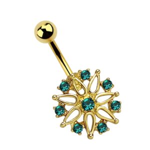 Adelia's Bauchnabelpiercing "Piercing Bauchnabelpiercing", Blume mit acht gefassten Steinen