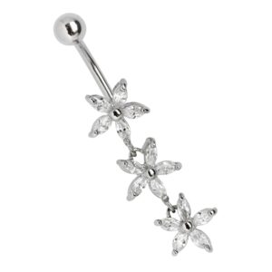 Adelia's Bauchnabelpiercing "Piercing Bauchnabelpiercing", Drillingkette mit Blumenmotiv