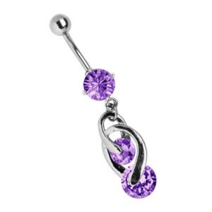 Adelia's Bauchnabelpiercing "Piercing Bauchnabelpiercing", offener 8mm Stein mit filigranem Doppelsteinhänger