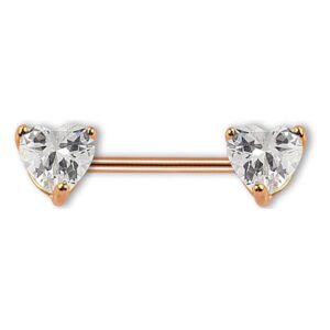 Adelia's Brustwarzenpiercing "Piercing Brustpiercing", Mit zwei gefassten klaren Steinherzen in 5 mm Ø