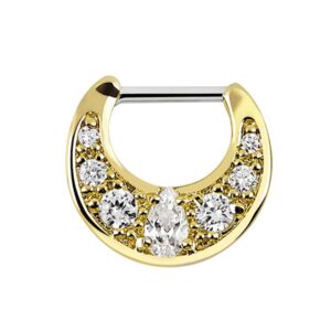 Adelia's Nasenpiercing "Piercing Nasenpiercing", Septum Clicker aus Pewter, 18kt. Gold beschichtet