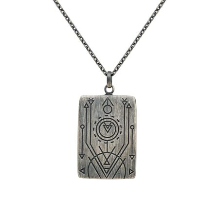 Anhänger mit Kette 925/- Silber matt oxidiert Tattoo Motiv 925/- Sterling Silber 60cm Mattiert CAI Silbergrau