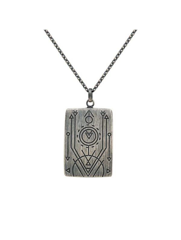 Anhänger mit Kette 925/- Silber matt oxidiert Tattoo Motiv 925/- Sterling Silber 60cm Mattiert CAI Silbergrau