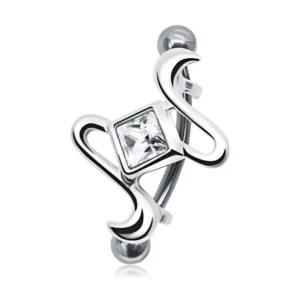 Augenbrauenpiercing Ohrpiercing Piercing Chirurgenstahl Banane Schild aus Silber mit Kristall