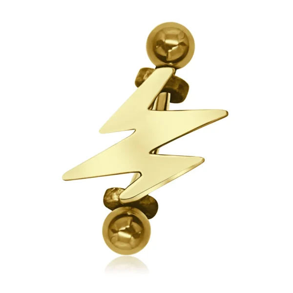 Augenbrauenpiercing Ohrpiercing Piercing Chirurgenstahl Banane goldfarbig Schild aus Silber Blitz