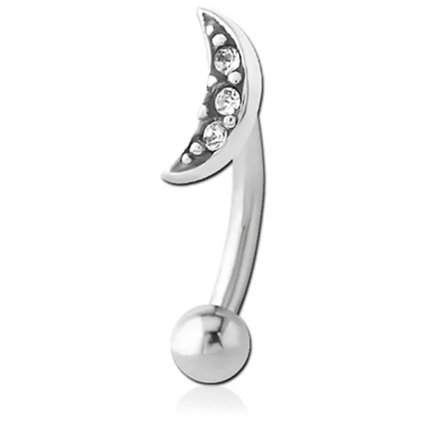 Augenbrauenpiercing Rook Piercing Chirurgenstahl Banane Mond mit Kristallen 1.2mm x 8mm