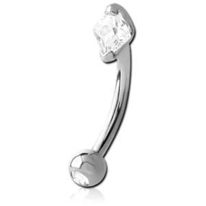 Augenbrauenpiercing Rook Piercing Chirurgenstahl Banane mit eingefasstem Kristall 1.2mm x 8mm