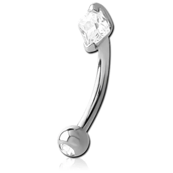 Augenbrauenpiercing Rook Piercing Chirurgenstahl Banane mit eingefasstem Kristall 1.2mm x 8mm