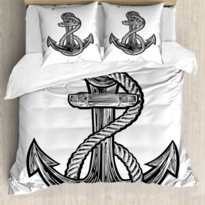 Bettwäsche Weicher Microfaserstoff Allegigeignet kein Verblassen, Abakuhaus, Microfaser, Nautical Tattoo monochrome Anchor