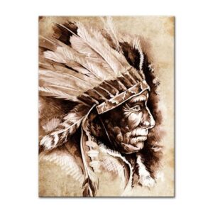 Bilderdepot24 Leinwandbild Ureinwohner III, Tattoo Art, Menschen