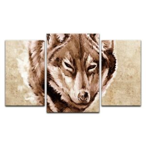 Bilderdepot24 Leinwandbild Wolf, Tattoo Art, Tiere