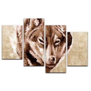 Bilderdepot24 Leinwandbild Wolf, Tattoo Art, Tiere