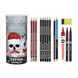 Brevilliers Cretacolor Künstlerstift 400 83, Tattoo Sketching Set 14-tlg., Skizzier- & Zeichenset für Tätowierer