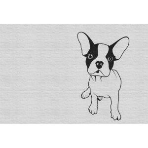 Bricoflor - Mauer Tapete französische Bulldogge | Tattoo Fototapete in Ziegelstein Optik weiß | Industrial Vliestapete mit Hund auf Steinwand für