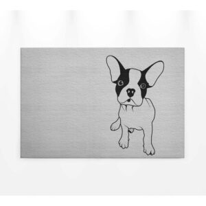 Bricoflor - Tattoo Wandbild mit Hund | Leinwand Bild mit französischer Bulldogge in Schwarz Weiß | Industrial Leinwandbild in Stein Optik für