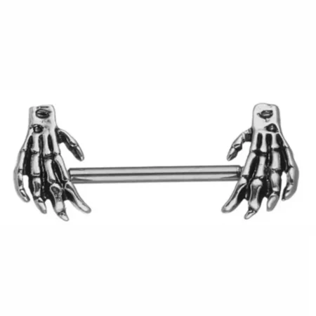 Brustwarzenpiercing Barbell Nipple Piercing mit Skeletthänden