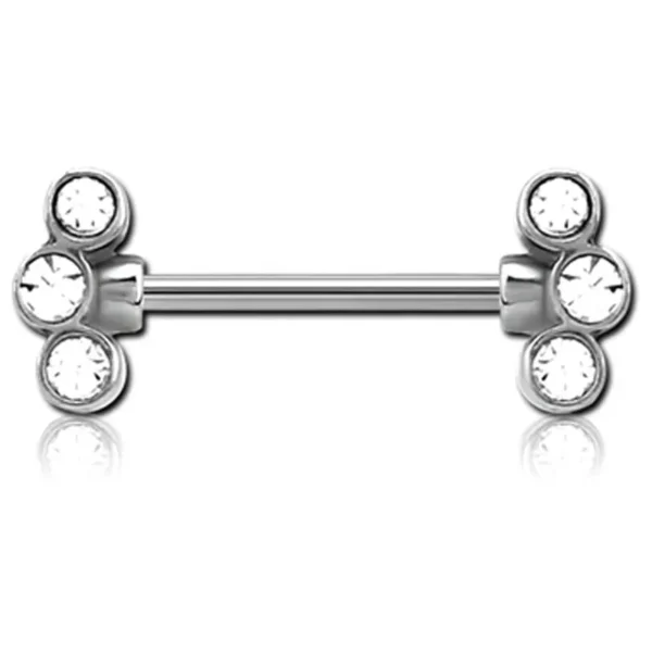 Brustwarzenpiercing Nippel Piercing Intimpiercing Barbell mit Kristalldesign 1.6mm x 16mm