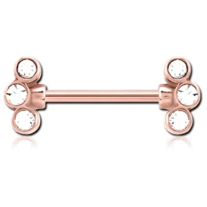 Brustwarzenpiercing Nippel Piercing roségoldfarbig mit Kristalldesign 1.6mm x 14mm