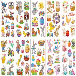 CAKUJA Schmuck-Tattoo 20pcs Tattoos Kinder Ostern Temporäre Tattoos zum Aufkleben, Wasserdicht Stickers 3D Aufkleber Partygame Osterdekoration