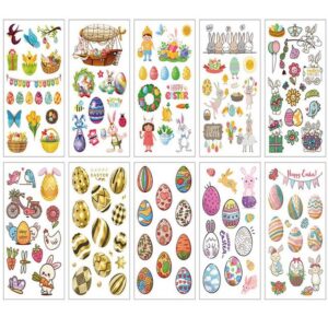 CAKUJA Schmuck-Tattoo Aufkleber Ostern Kinder-20 PCS, Tattoo-Sticker, wasserdichte Sticker, Tattoo-Sticker, Osterhase, Ostereier, Partybedarf