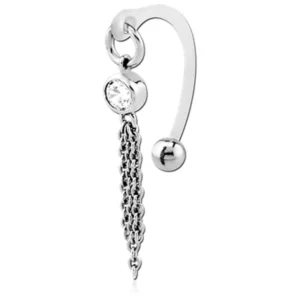 Christina Piercing mit 4mm-Kristall und drei Ketten Intimpiercing Schmuck Bioflex