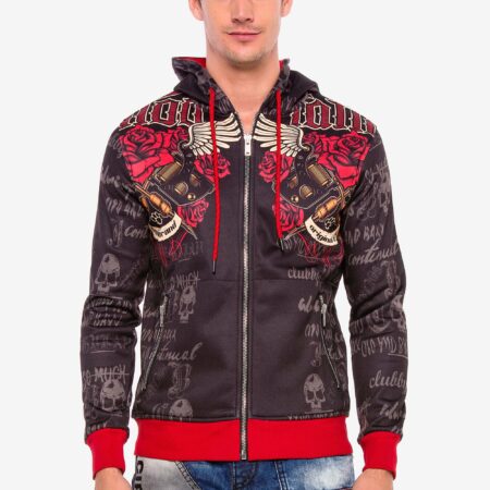 Cipo & Baxx Sweatjacke, in stylishem Tattoo-Design