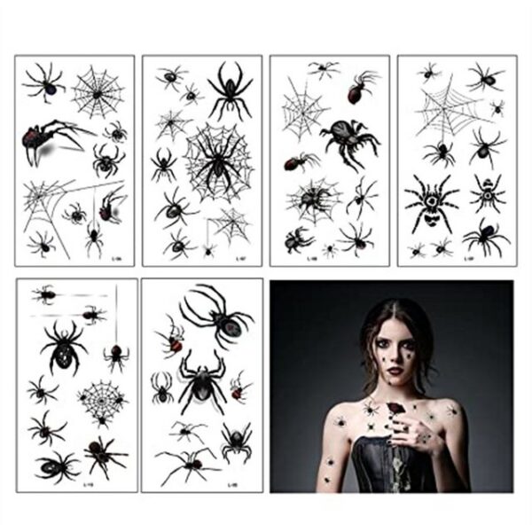 DESI-LEB Schmuck-Tattoo Temporary Spider Tattoos 10 Halloween Costume Tattoos