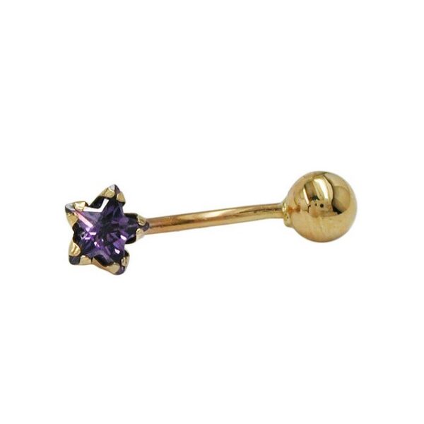 Erario D'Or Bauchnabelpiercing Piercing Stern Zirkonia lila 14Kt