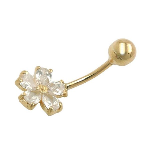 Erario D'Or Bauchnabelpiercing Piercing Zirkonia Blume 9Kt GOLD