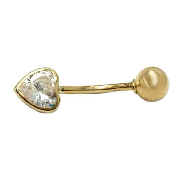 Erario D'Or Bauchnabelpiercing Piercing Zirkonia Herz 14Kt GOLD