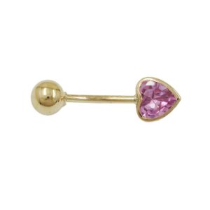 Erario D'Or Bauchnabelpiercing Piercing Zirkonia Herz rosa 14Kt GOLD, Made in Germany