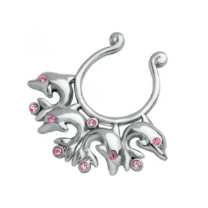 Fake Brustwarzenpiercing Delfine Clip zum Klemmen Brust Piercing