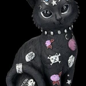 Figuren Shop GmbH Tierfigur Katzenfigur mit Tattoos - Bad to the Bone - Dekofigur Fantasy Katze