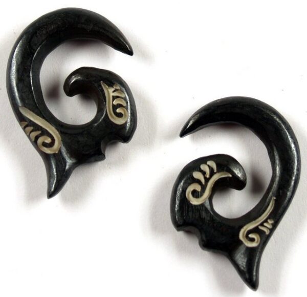 Guru-Shop Paar Ohrhänger Horn Ohrring, Plug, Dehnungsspirale, Piercing -..