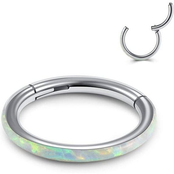 Haiaveng Nasenpiercing 16G Opal Inlaid Nasenpiercing Ohrpiercing, für Helix Knorpel Tragus Daith Damen,316L, Opal Piercing Ring