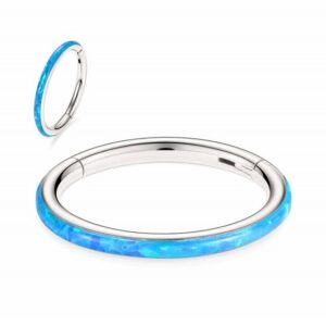 Haiaveng Piercing-Set Piercing Segmentring Scharnier Clicker mit Opal, CZ Conch Hoop Ring Septum Schmuck Türkis Nahtloser Clicker Ring