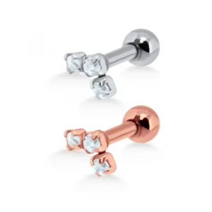 Helix Tragus Piercing 3 Kristalle silberfarbig goldfarbig roségoldfarbig