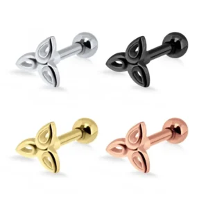 Helix Tragus Piercing Blüte silberfarbig schwarz goldfarbig roségoldfarbig