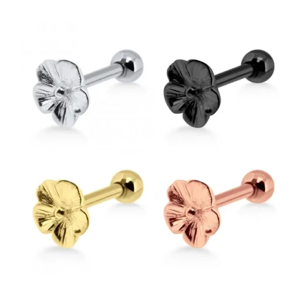 Helix Tragus Piercing Blüte silberfarbig schwarz goldfarbig roségoldfarbig