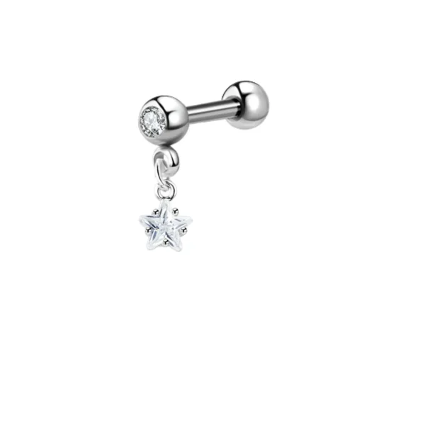 Helix Tragus Piercing Chirurgenstahl 316L Barbell mit Anhänger Motiv Kristallstern