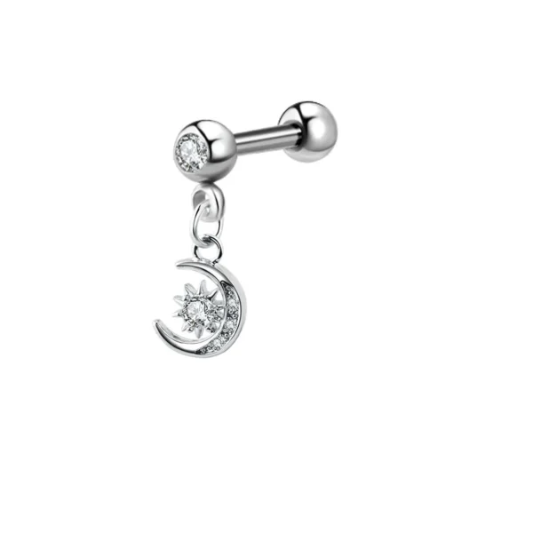 Helix Tragus Piercing Chirurgenstahl 316L Barbell mit Anhänger Motiv Mond