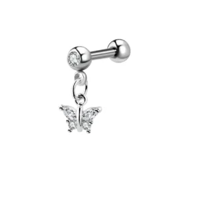 Helix Tragus Piercing Chirurgenstahl 316L Barbell mit Anhänger Motiv Schmetterling